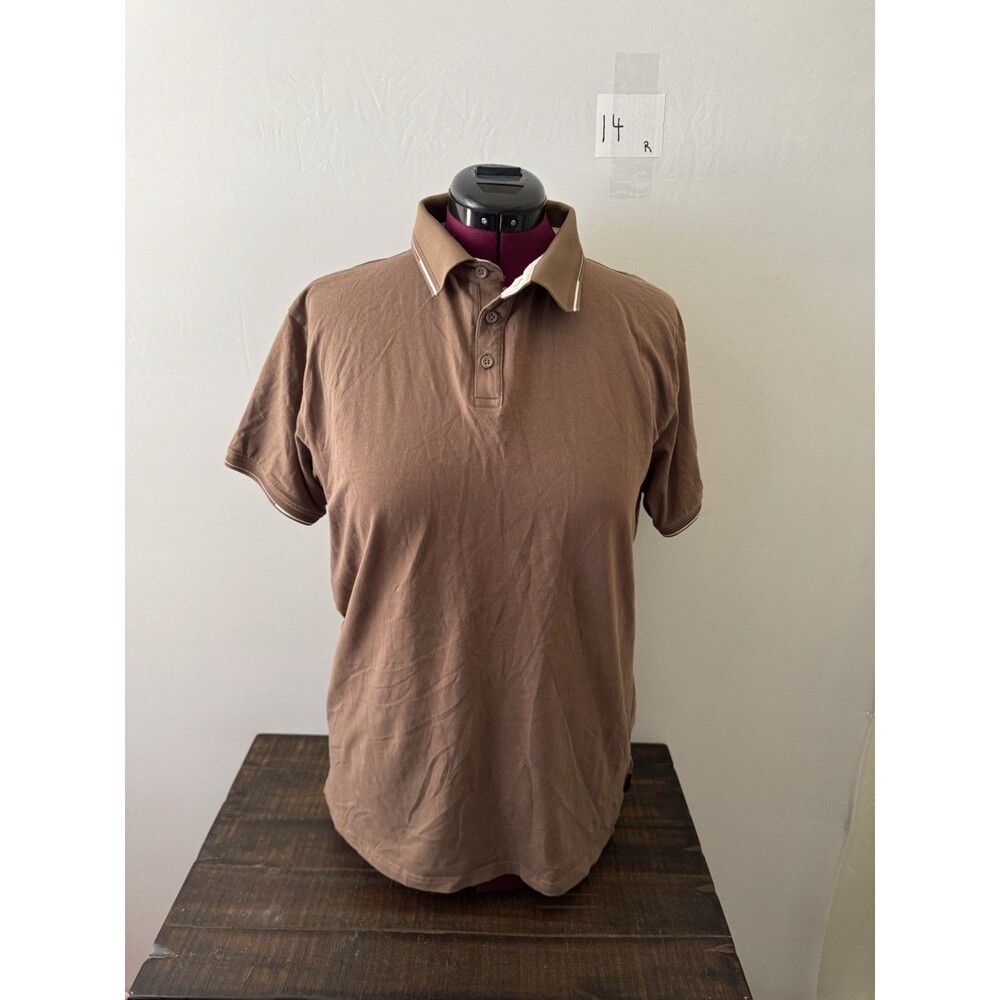 Marc Asher Polo Shirt Brown Short Sleeve Cotton Casual Mens XL